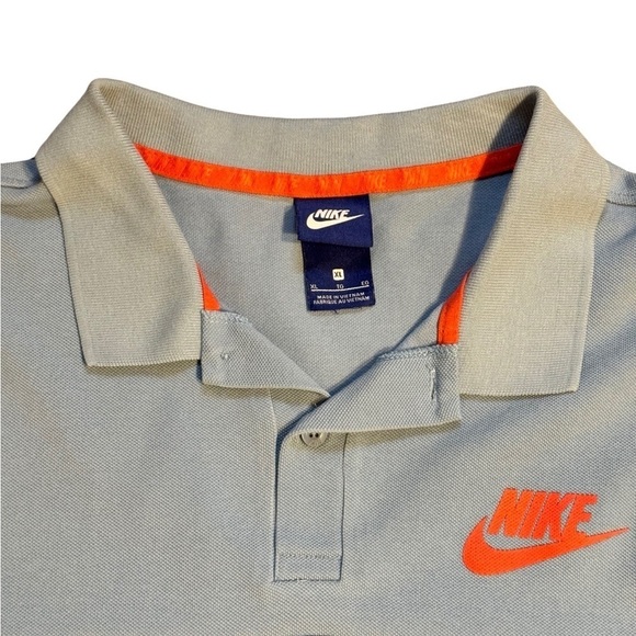 Nike Men's Polo XL Blue Orange 100% Cotton Basic Color block - Picture 2 of 5